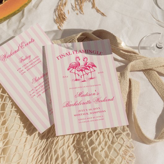 Final Flamingle Roze Gestreepte Bachelorette Kaart