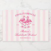 Final Flamingle Roze Gestreepte Bachelorette Sparkling Wijnetiket (Enkel label)