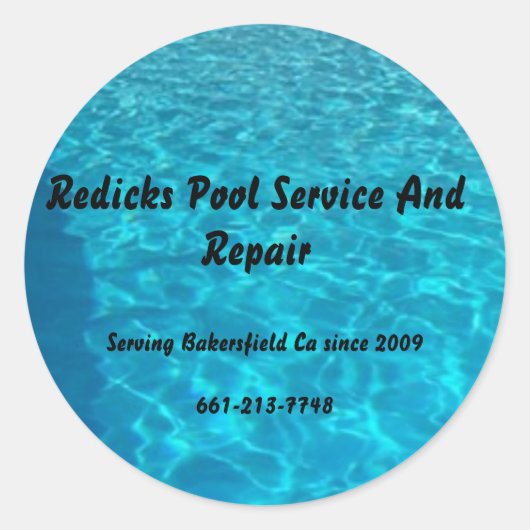 final_pool, Redicks Pool Service En Reparatie, Se. Ronde Sticker (Voorkant)