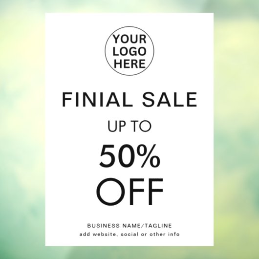 Final Sale Speciale kortingsaanbieding zwart-wit Raamsticker (Vel 3)