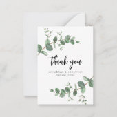 finale bruiloft eucalyptus groene details bedankt notitiekaartje (Voorkant)