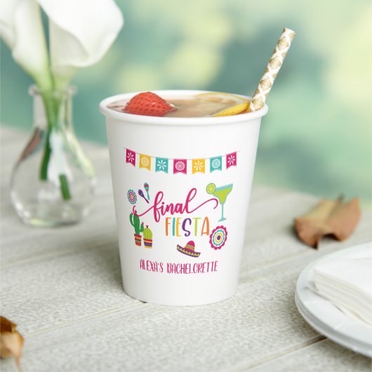 Finale Fiesta Bachelorette Party Paper Cup - WH Papieren Bekers (Insitu)