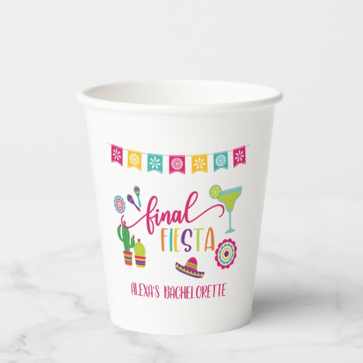 Finale Fiesta Bachelorette Party Paper Cup - WH Papieren Bekers (Voorkant)
