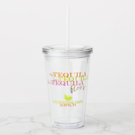 Finale Fiesta Neon Bachelorette Party Cup Tumbler Acryl Drinkbeker (Voorkant)