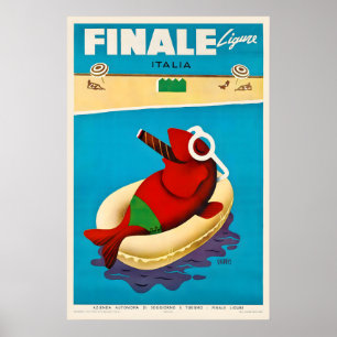 Finale Ligure Italië Vintage Reisposter - Ingelijs Poster