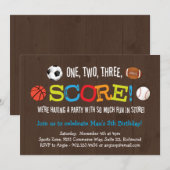 Finale Score Sportverjaardagsfeestje Uitnodiging (Voorkant / Achterkant)