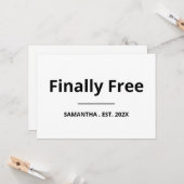 Finally Free Funny Retirement Kaart (Voorkant / Achterkant in situ)