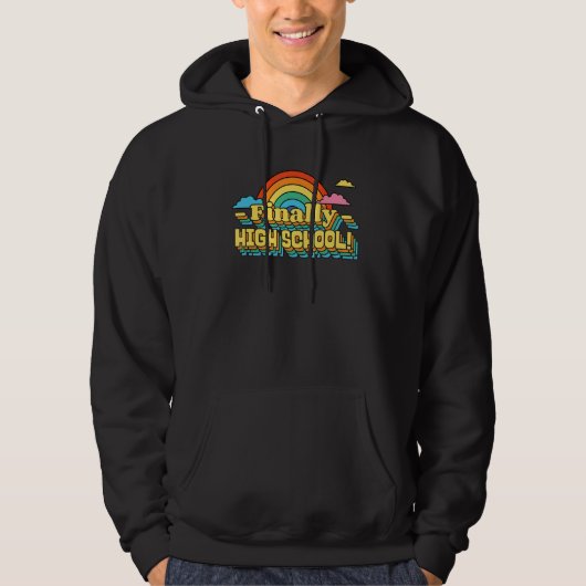 FINALLY HIGH SCHOOL STUDENT RETRO GROOVY HOODIE (Voorkant)