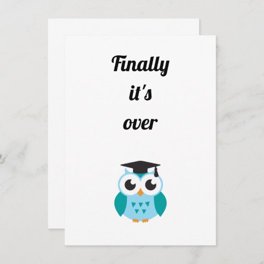 Finally it's over cute owl graduation kaart (Voorkant / Achterkant)