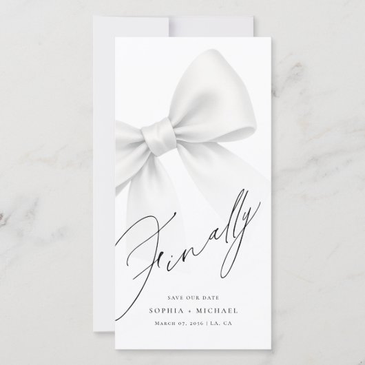 Finally Modern Bow Minimalist Bookmark Save The Date (Voorkant)