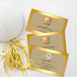 Finance Consulting Broker Gold Green Logo QR Visitekaartje