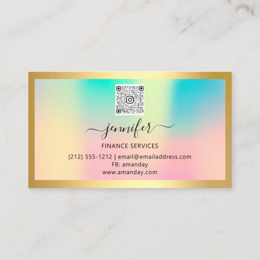 Finance Consulting Broker Gold Holografische QR Lo Visitekaartje (Achterkant)