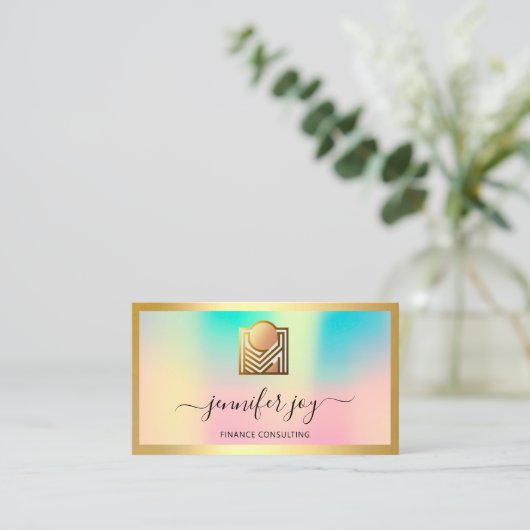 Finance Consulting Broker Gold Holografische QR Lo Visitekaartje (Staand voorkant)