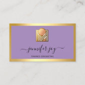 Finance Consulting Broker Gold Paarse Logo QR Visitekaartje (Voorkant)