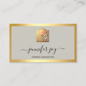 Finance Consulting Broker Goud Grijs Logo QR Visitekaartje (Voorkant)