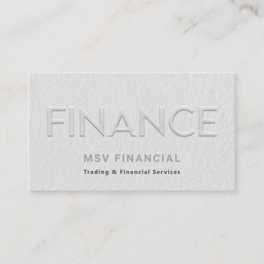 Finance Faux reliëf moderne professionele foto Visitekaartje (Voorkant)