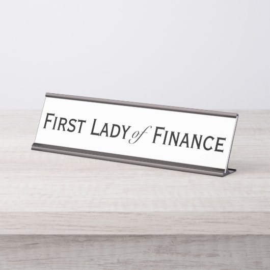 Finance First Lady Funny Vrouw Accountant CFO Bureau Naambordje (Voorkant)