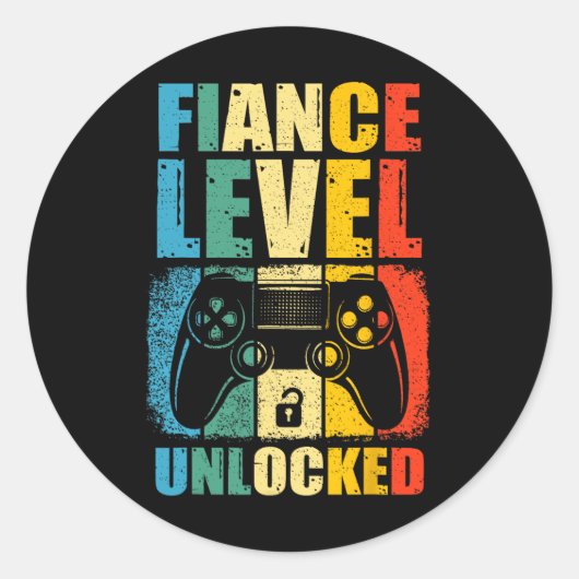 Finance Level ontgrendeld bruiloft gamer bruidegom Ronde Sticker (Voorkant)