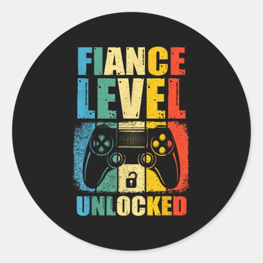 Finance Level ontgrendeld bruiloft gamer bruidegom Ronde Sticker (Voorkant)