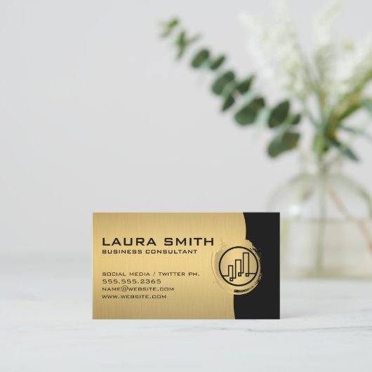 Finance Logo / Metallic Silver / Gold Monogram Visitekaartje (Staand voorkant)