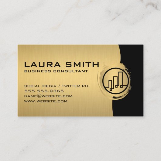 Finance Logo / Metallic Silver / Gold Monogram Visitekaartje (Voorkant)