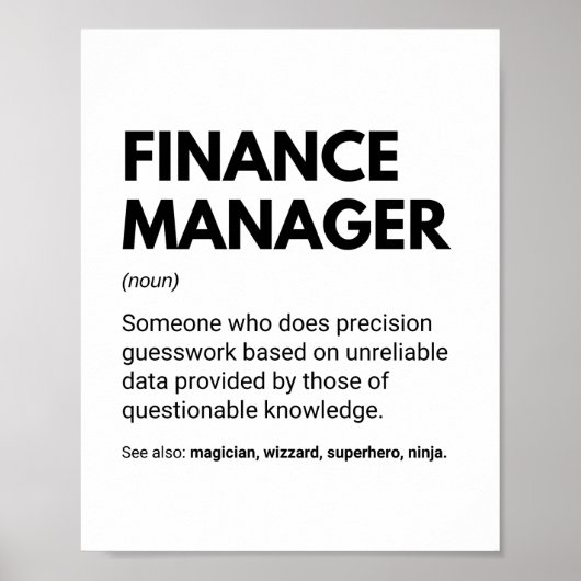 Finance Manager Funny Specialist Definitie Poster (Voorkant)