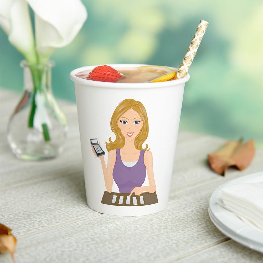 Finance Woman Papieren Bekers