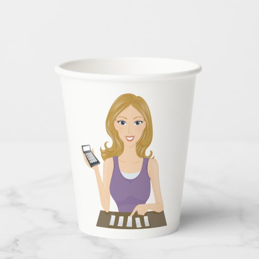 Finance Woman Papieren Bekers (Voorkant)