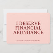 Financial Abundance Affirmation Custom Card Gift Feestdagenkaart (Voorkant)