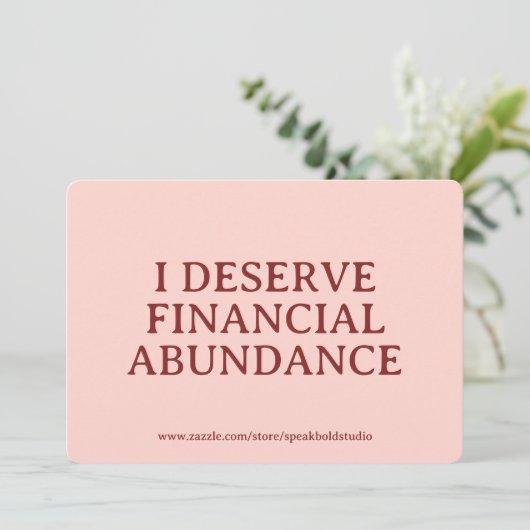 Financial Abundance Affirmation Custom Card Gift Feestdagenkaart (Staand voorkant)