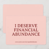 Financial Abundance Affirmation Custom Card Gift Feestdagenkaart (Voorkant / Achterkant)