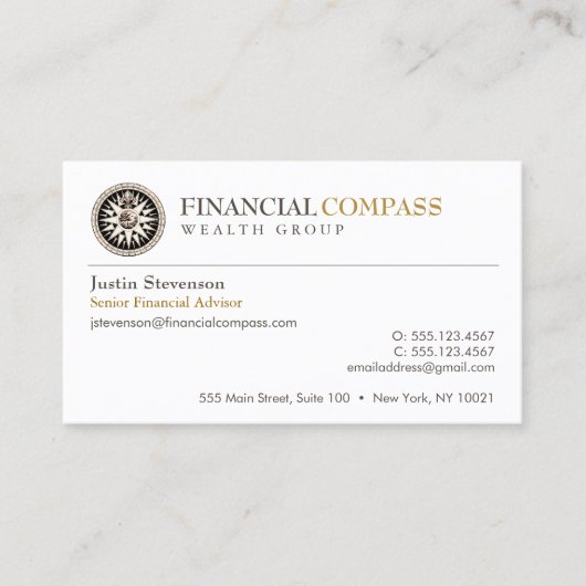 Financial Advisor Analyst Finance Compass Visitekaartje (Voorkant)