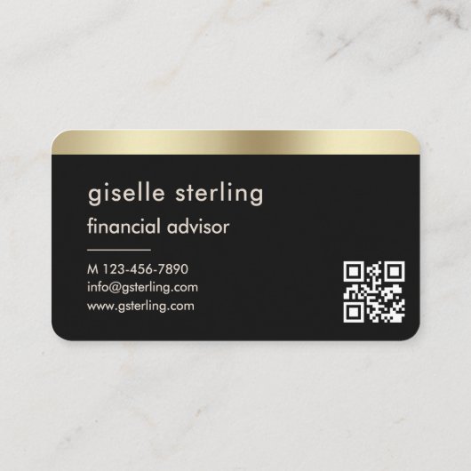 Financial Advisor Black Gold QR Code Visitekaartje (Achterkant)