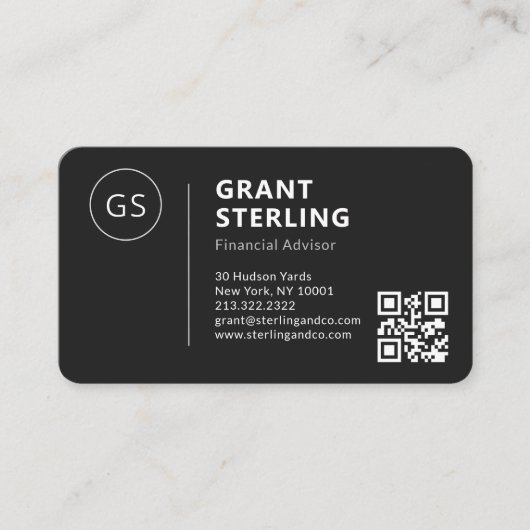 Financial Advisor Black Logo QR Code Professional Visitekaartje (Voorkant)