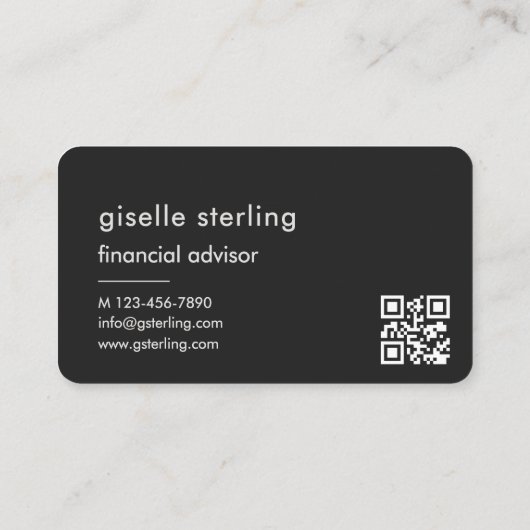 Financial Advisor Black QR Code Visitekaartje (Achterkant)