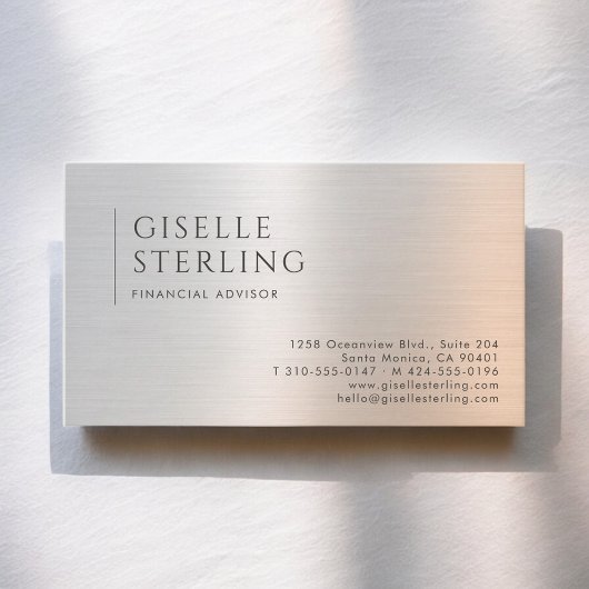 Financial Advisor Brushed Metal Visitekaartje