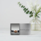 Financial Advisor Corporate Hand Shake Grey Card Visitekaartje (Staand voorkant)