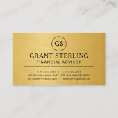 Financial Advisor Gold Metallic Luxury Monogram Visitekaartje (Voorkant)