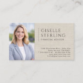 Financial Advisor Linen Photo QR Code Visitekaartje (Voorkant)