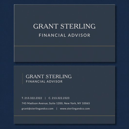 Financial Advisor Navy Blue Professional Visitekaartje