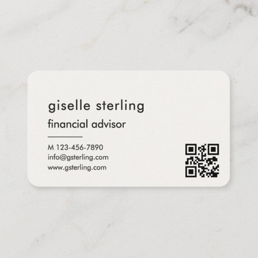 Financial Advisor Neutral QR Code Visitekaartje (Achterkant)