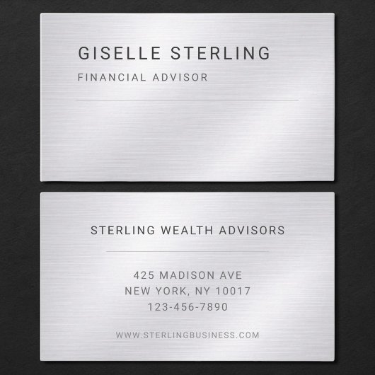 Financial Advisor Silver Metallic Professional Visitekaartje