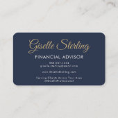 Financial Agent Photo QR Code Navy Blue Gold Visitekaartje (Achterkant)