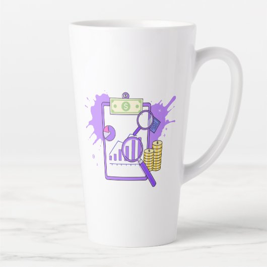 Financial Analysis Report Money Magnifying Glass Latte Mok (Rechts)