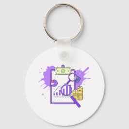 Financial Analysis Report Money Magnifying Glass Sleutelhanger