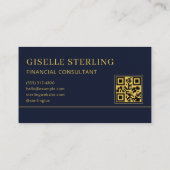 Financial Consultant Blue Gold Logo QR Code Visitekaartje (Achterkant)