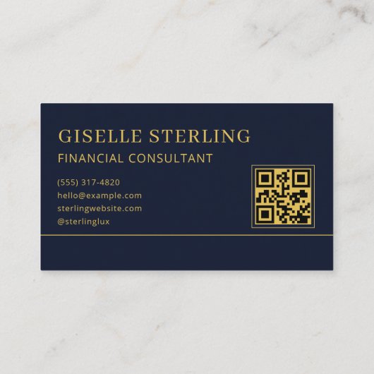 Financial Consultant Blue Gold Logo QR Code Visitekaartje (Achterkant)