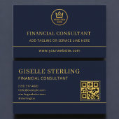 Financial Consultant Blue Gold Logo QR Code Visitekaartje