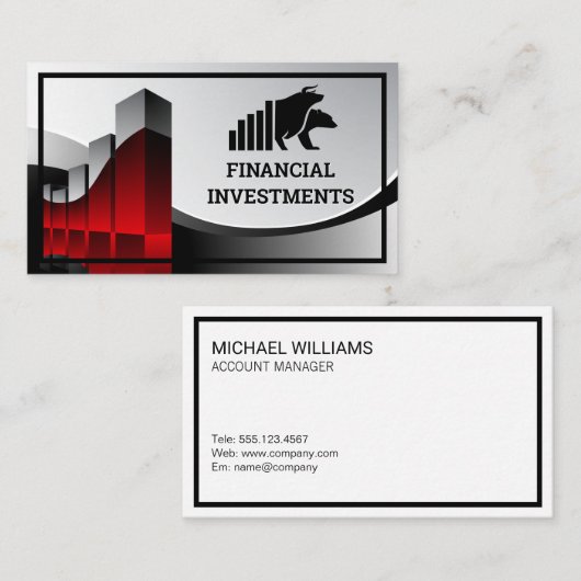 Financial Graph Logo | Bull Beer Market Icon Visitekaartje (Voorkant / Achterkant)