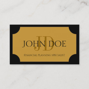 Financial Planner Black/Yellow Gold Plaque Visitekaartje